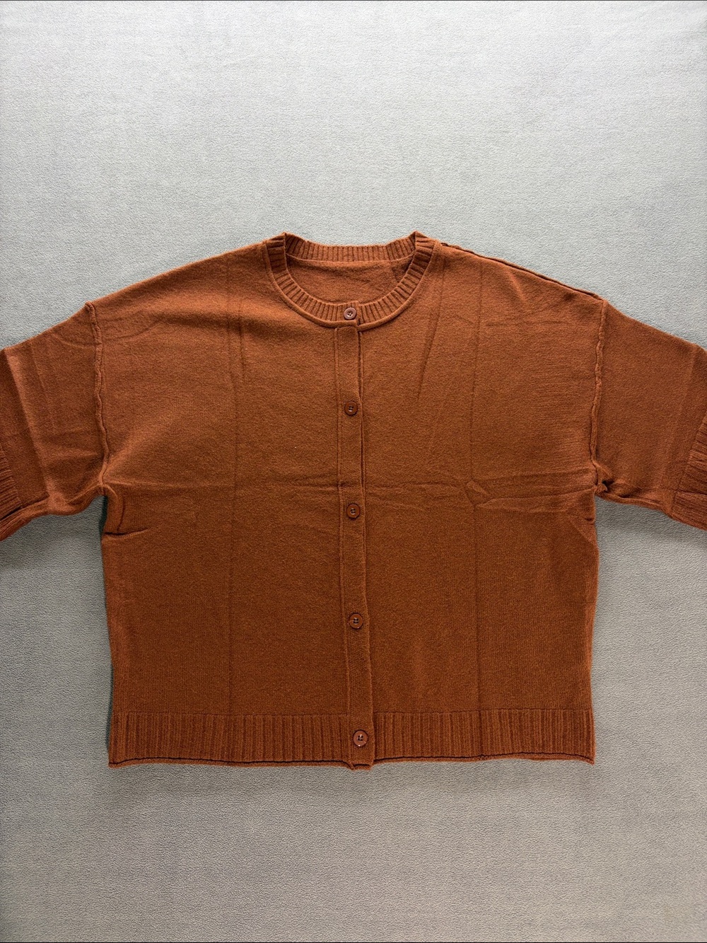 Source Unknown Rust Button-Up Crewneck Cardigan